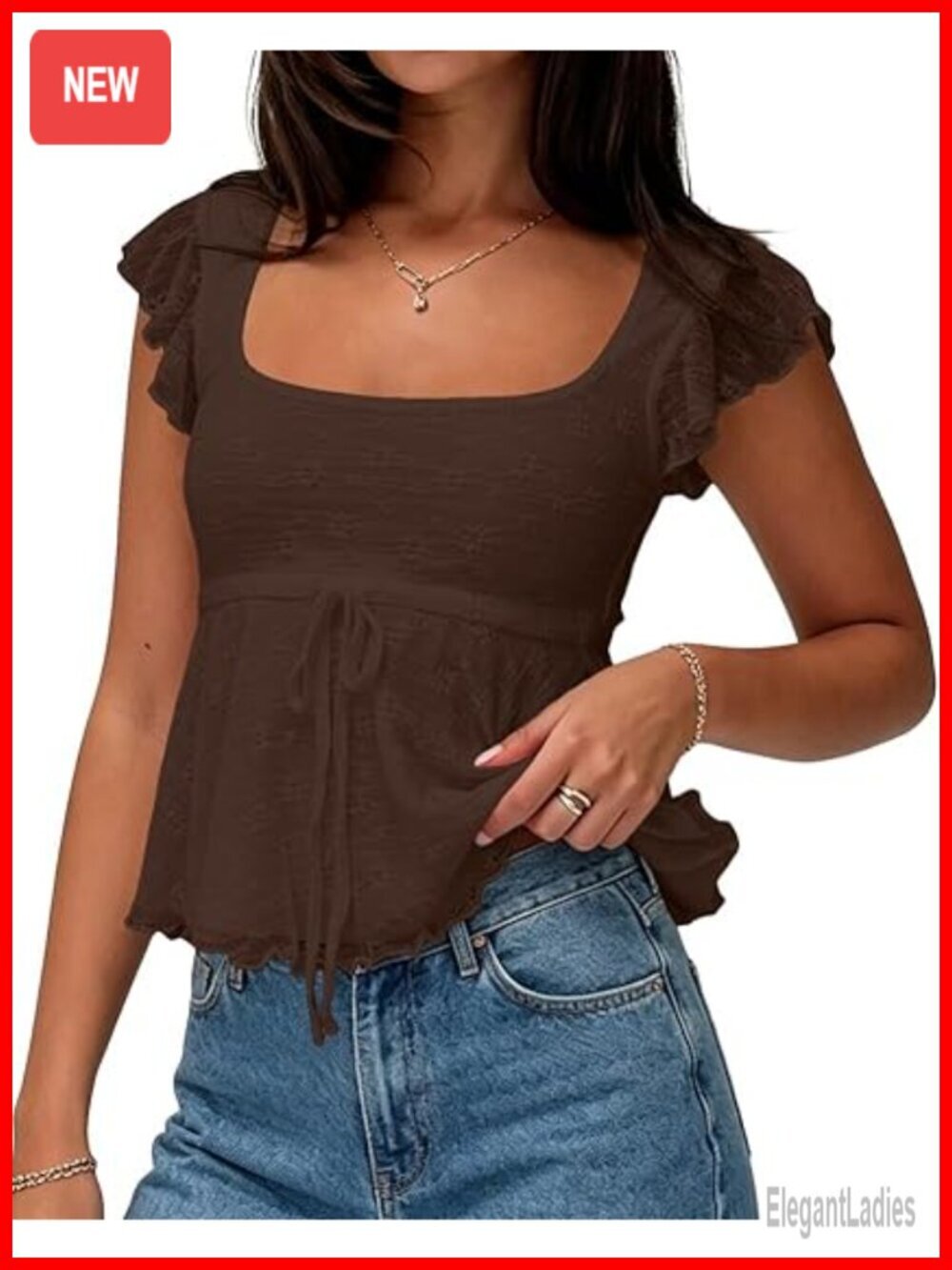 Y2K Lace Flowy Peplum Babydoll Top Square Neck Tie Up Ruffle Tank Crop Camisole
